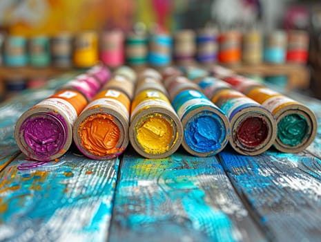 Art Supply Store Paints Creative Possibilities in Business of Artistic Expression, Canvas rolls and color swatches paint a story of creative possibilities and artistic expression in the art supply store business.