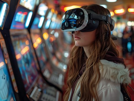 Virtual Reality Gaming Arcade Levels Up in Business of Interactive Entertainment, VR headsets and gamers populate a story of immersion and innovation in business.