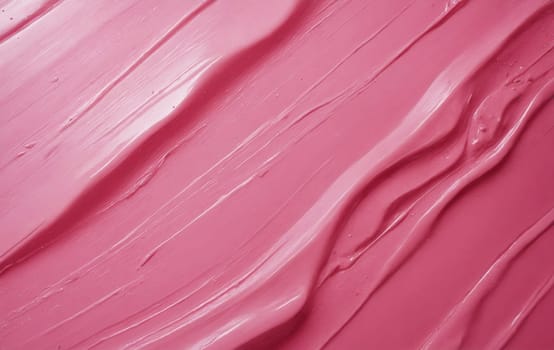 A close up of a liquid pink paint texture resembling a geological phenomenon in magenta hues. Macro photography capturing the fluidity and depth of the color