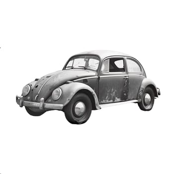 German vintage compact car black and white isolated ai generated photo