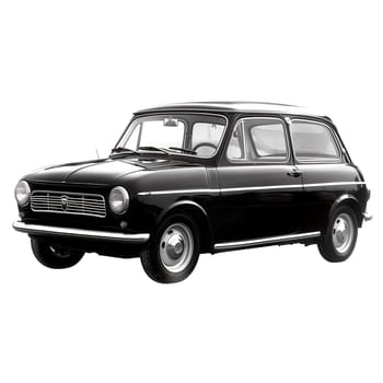 European vintage compact car black and white isolated ai generated photo