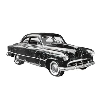 American classic car black and white isolated ai generated photo