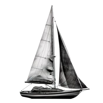 Vintage yacht boat black and white isolated ai generated photo