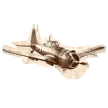 Military aircraft sepia effect cut out ai generated photo
