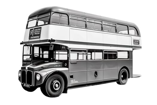 British vintage double deck bus black and white isolated ai generated photo