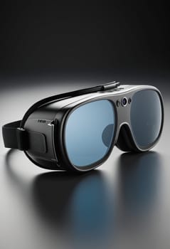 3d render of VR glasses on a gray background with shadow