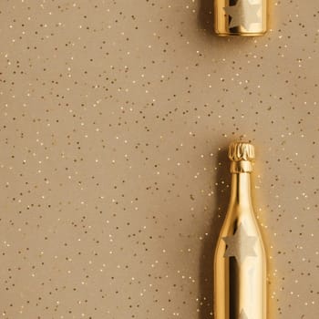 The image is a golden bottle of champagne with a shiny, metallic finish. - seamless and tileable