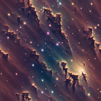 The image is a stylized representation of a nebula, with swirling clouds of gas and stars. - seamless and tileable