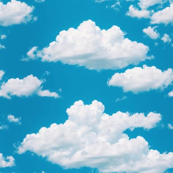 The image is a blue sky with white clouds floating in it. - seamless and tileable