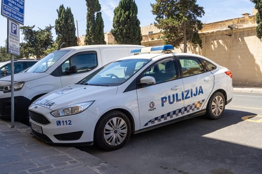 Valletta, Malta, April 03, 2024.  A parked Maltese police car