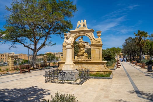 Valletta, Malta, April 03, 2024. the monuments inside the Maglio gardens in the city center