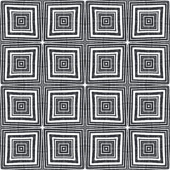 Ikat repeating swimwear design. Black symmetrical kaleidoscope background. Summer ikat sweamwear pattern. Textile ready indelible print, swimwear fabric, wallpaper, wrapping.
