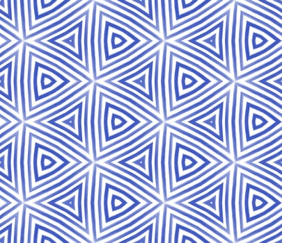 Mosaic seamless pattern. Indigo symmetrical kaleidoscope background. Retro mosaic seamless design. Textile ready exquisite print, swimwear fabric, wallpaper, wrapping.