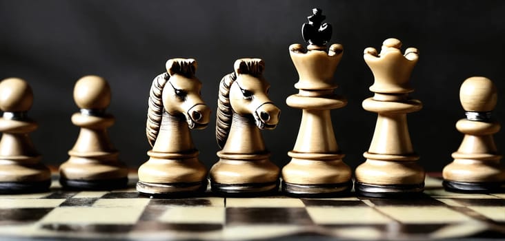 Classic chess on the board. Generative AI. High quality photo
