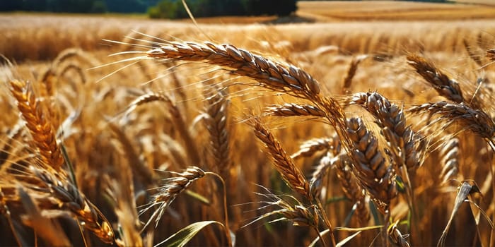 Wheat field. Generative AI. High quality photo