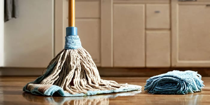 Rags and mops for cleaning. Generative AI. High quality photo