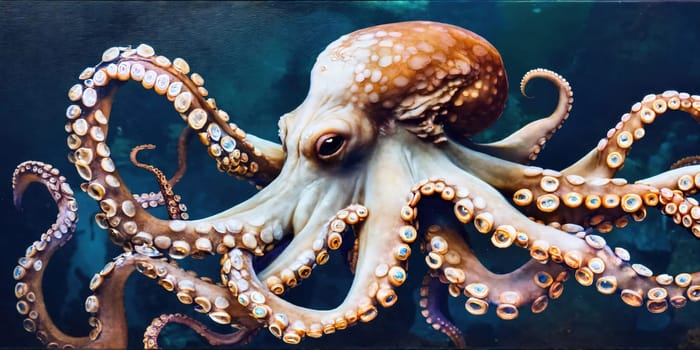 Huge octopus. Generative AI. High quality photo