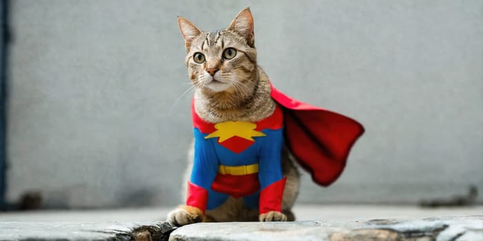 Superhero cat. Generative AI. High quality photo