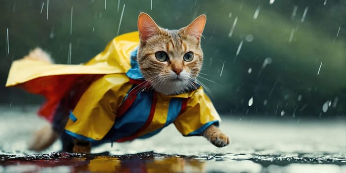 Superhero cat. Generative AI. High quality photo