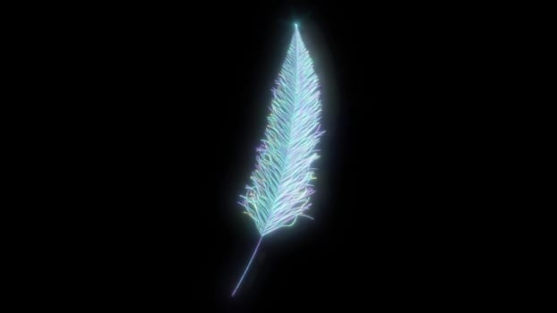 Glow feather blink star on black 3d render