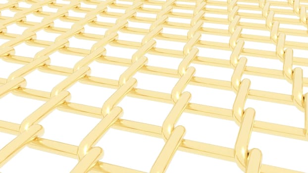 Gold grid on white back intro 3d render