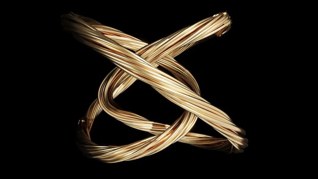 Gold knot infinity endless on black back 3d render