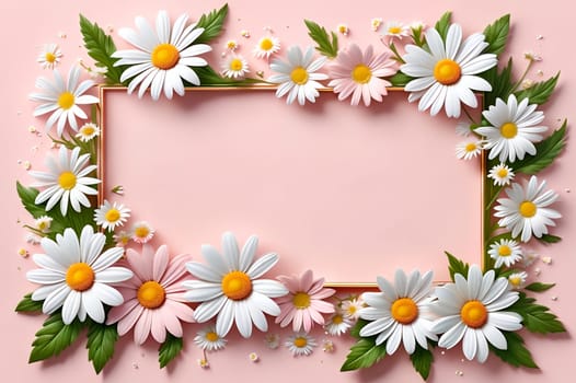 beautiful abstract background with bright daisy flowers. AI generated image.