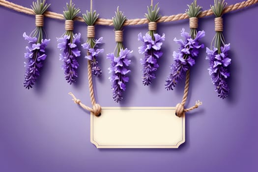 beautiful lavender flowers on abstract purple background