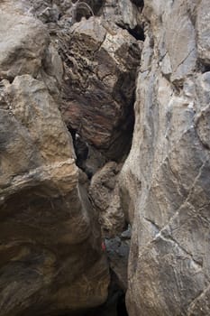 sea eroded rocks in a cave on the edge of Goa