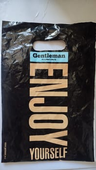 April 6, 2024 Beer Sheva Israel, cellophane bag packaging with the text Enjoy. High quality photo