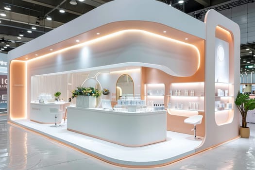 Luxury interior booth of cosmetic product.