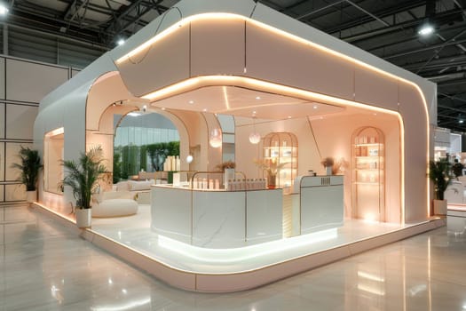 Luxury interior booth of cosmetic product.