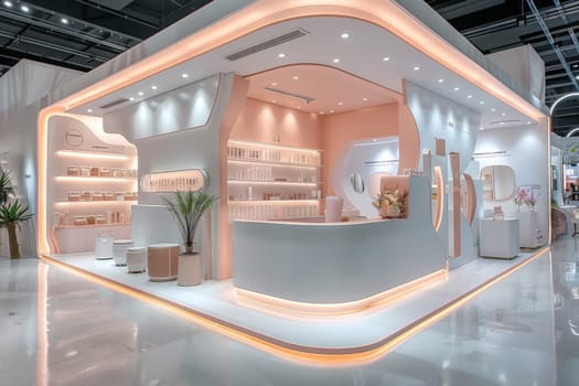 Luxury interior booth of cosmetic product.