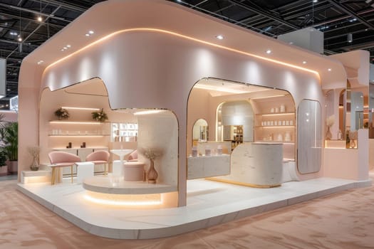 Luxury interior booth of cosmetic product.