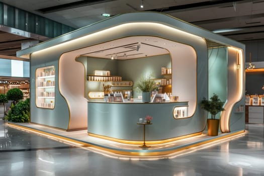 Luxury interior booth of cosmetic product.