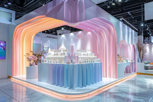 Luxury interior booth of cosmetic product.