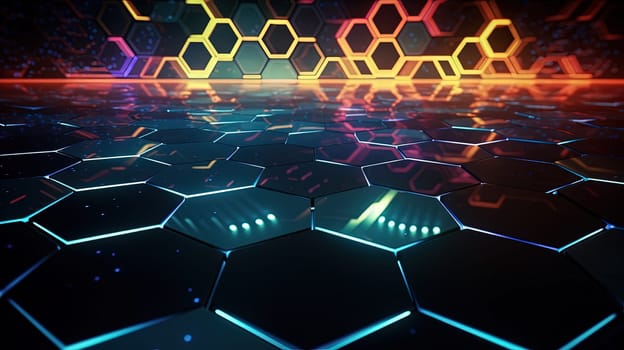 Abstract background with hexagonal tiles. Tech styled hex pattern. Generated AI