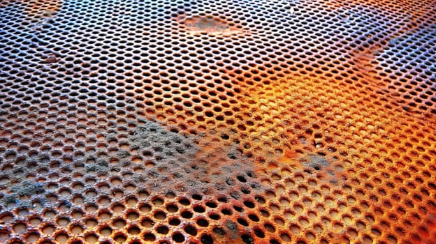 Abstract metallic grid background. Rusty industrial grid texture. Generated AI