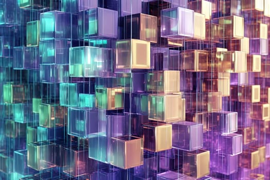 Abstract background with structure of cubes. Colorful cubes texture for technology backdrop. Generated AI