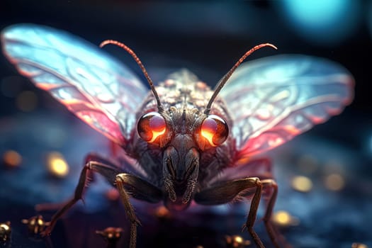 Alien butterfly from outer space looking at the camera. Cute alien insect macro image. Generative AI