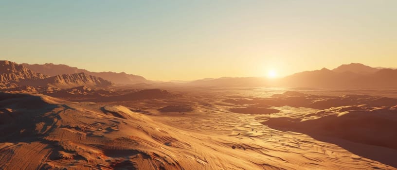 A desert landscape with a large rock in the foreground.