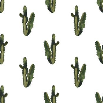 Cacti. Seamless watercolor pattern for wrapping paper, wallpaper and textiles