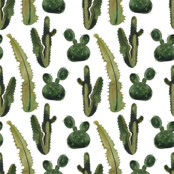 Cacti. Seamless watercolor pattern for wrapping paper, wallpaper and textiles