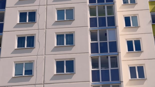 The windows of a residential high-rise building