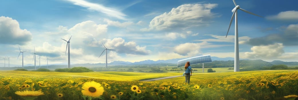 A person stands among a field filled with vibrant sunflowers.