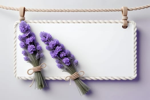 blooming lavender bouquet with blank card for congratulations .