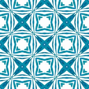 Trendy organic green border. Blue glamorous boho chic summer design. Organic tile. Textile ready amusing print, swimwear fabric, wallpaper, wrapping.