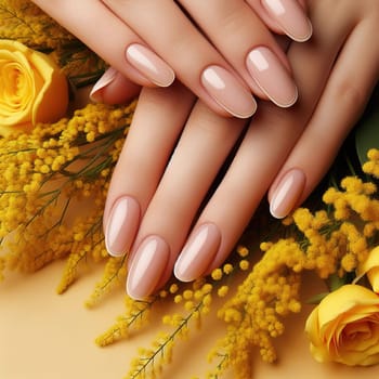 Beautiful women's manicure. Nails. Generative AI. High quality photo