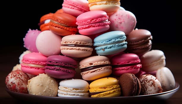 Close-up of multicolored macaroon. High quality photo