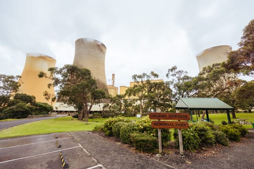 Graeme Edwards Memorial Park near Yallourn Power Station built as a memory of an employee killed at the plant. Based near the town of Yallourn, in Victoria, Australia